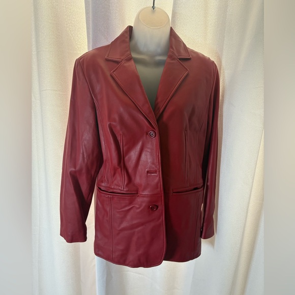 Preston & York Vintage Red Lamb Skin Leather Blazer Style Jacket Small GUC - Picture 1 of 9
